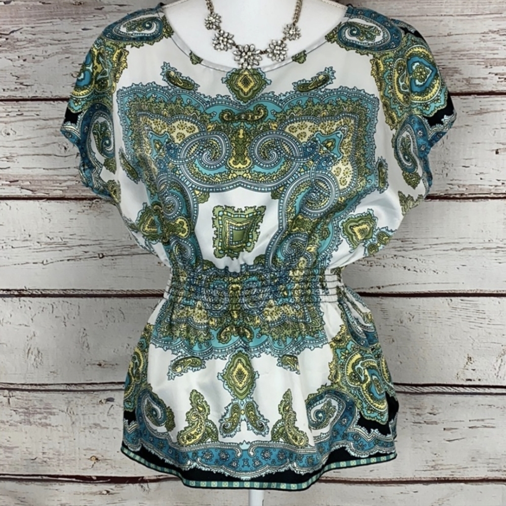 Beautiful silk short sleeve blouse